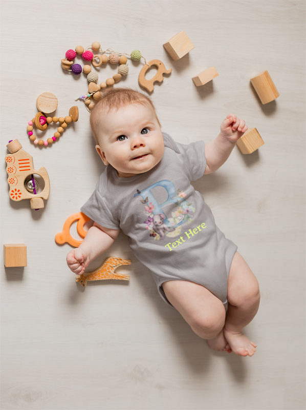 Infant Baby Rib Bodysuit - Personalize With Cute Floral Animal Letters