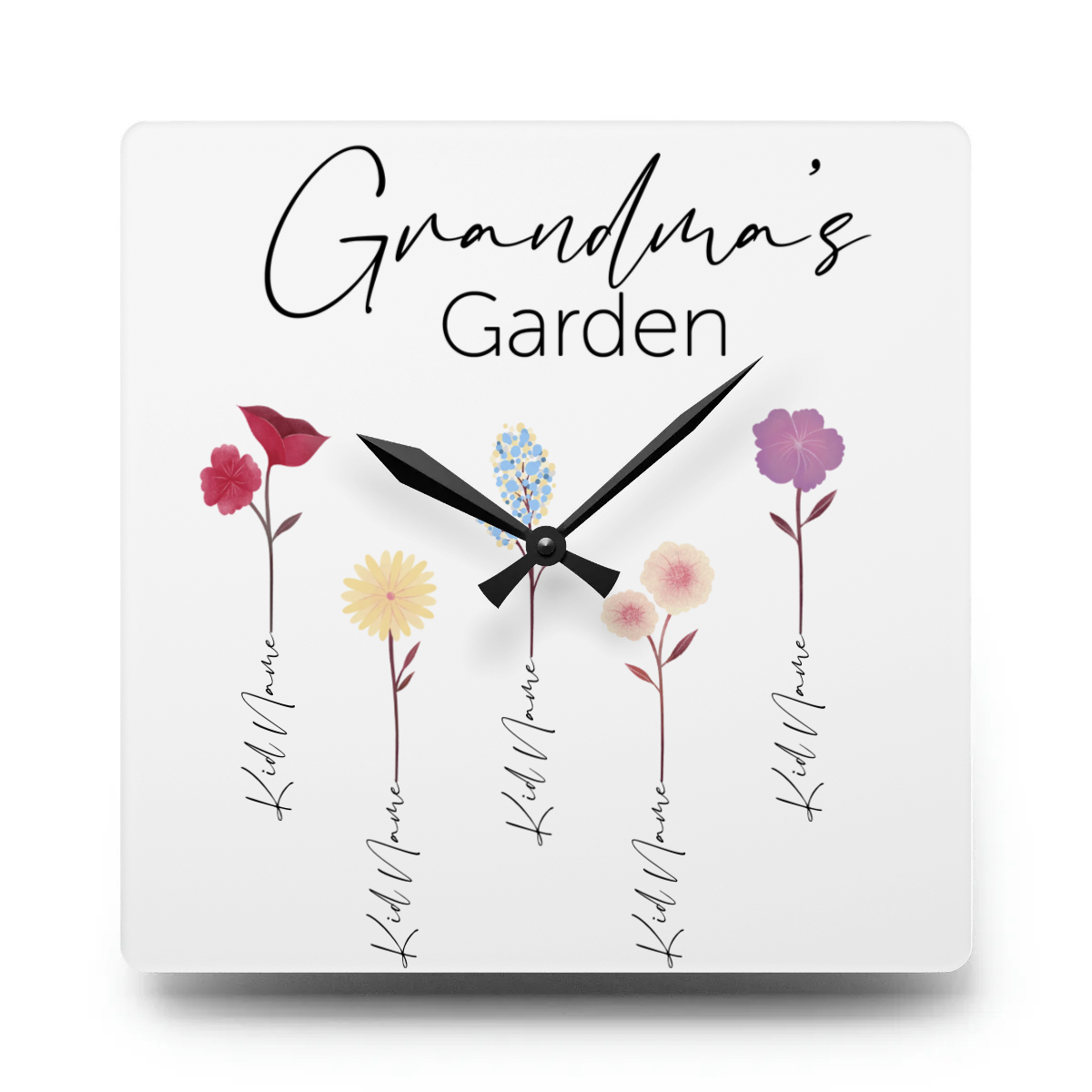 Acrylic Wall Clock - Personalize Gift For Grandma With Grandkids Names