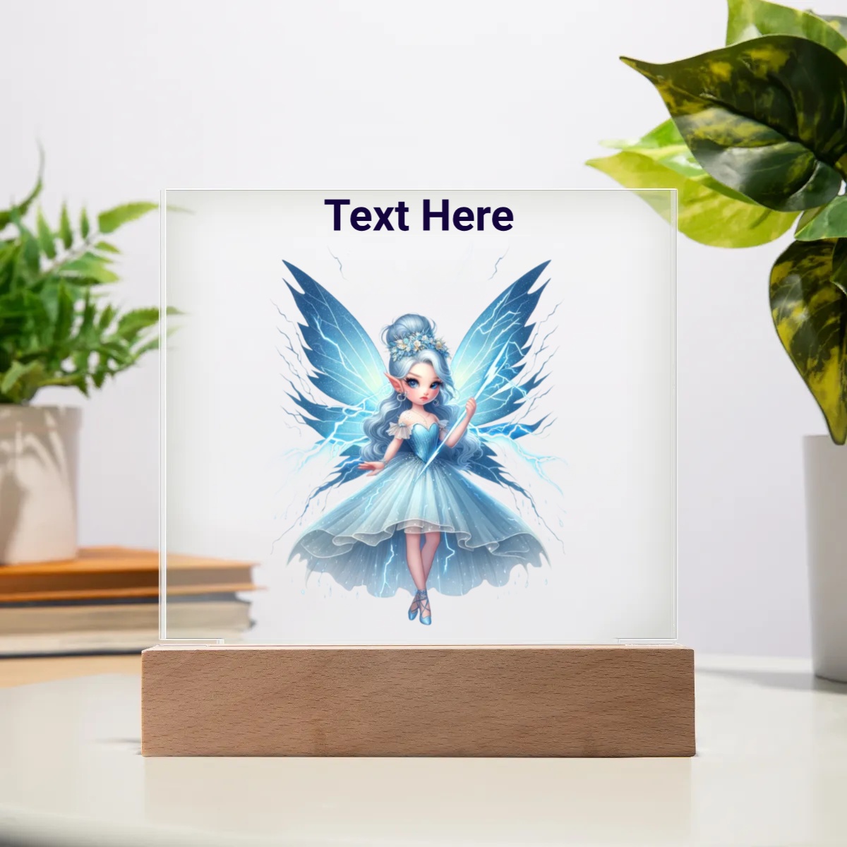 Acrylic Square Plaque - Personalize With Cute Fairies