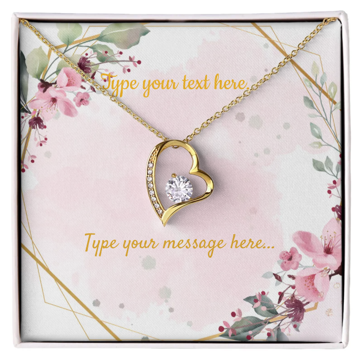 Forever Love Necklace - 18k yellow gold finish - Personalize With Floral Designs