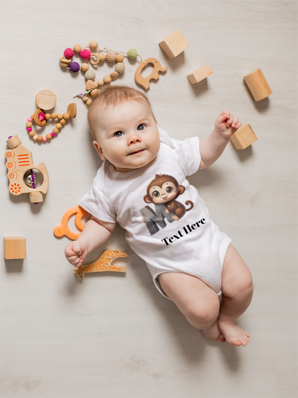 Infant Baby Rib Bodysuit - Personalize With Cute Animal Letters