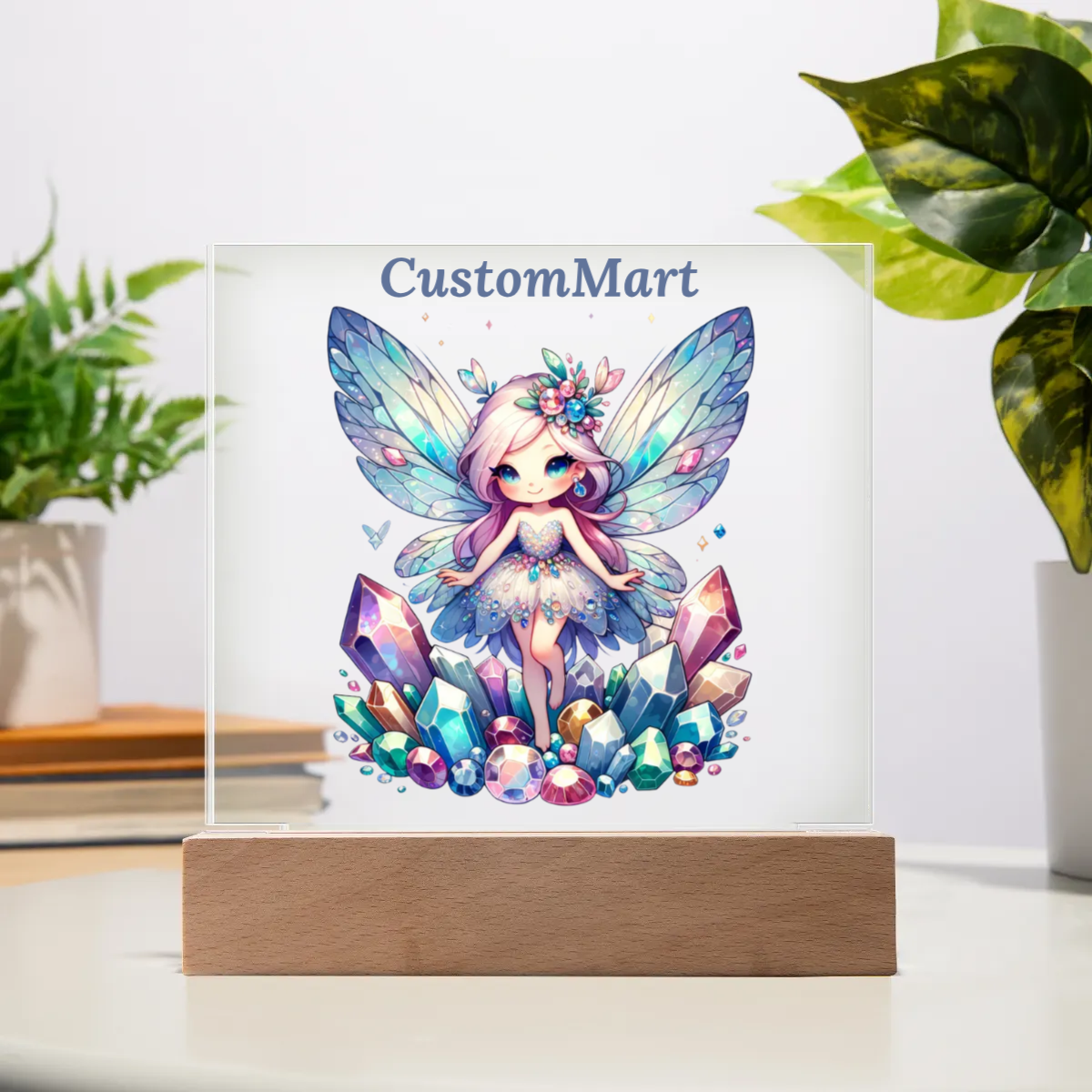 Acrylic Square Plaque - Personalize With Cute Fairies