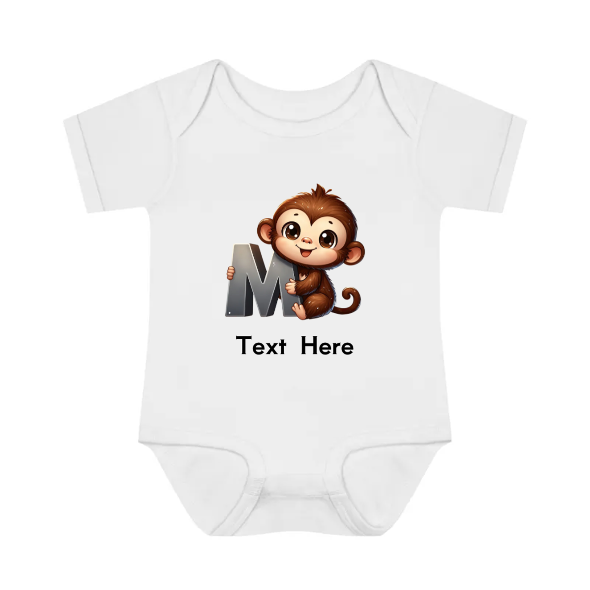 Infant Baby Rib Bodysuit - Personalize With Cute Animal Letters