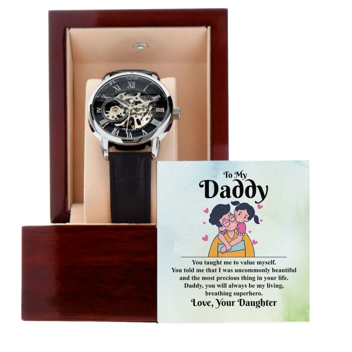 Men's Openwork Watch - Customize With DAD Messages