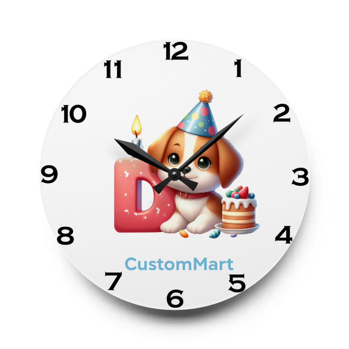 Acrylic Wall Clock - Personalize With Cute Birthday Animals