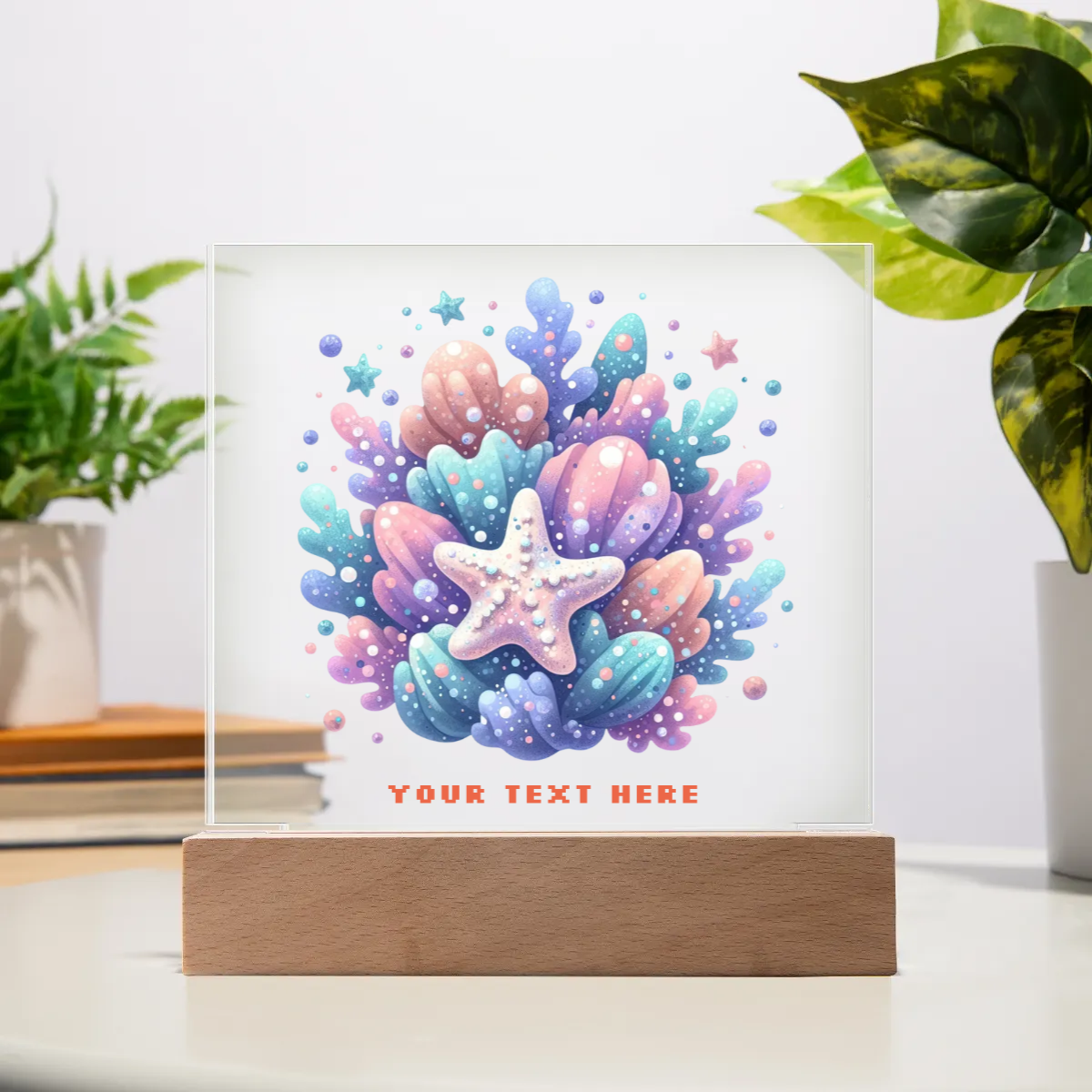 Acrylic Square Plaque - Personalize With Cute Sea Animals