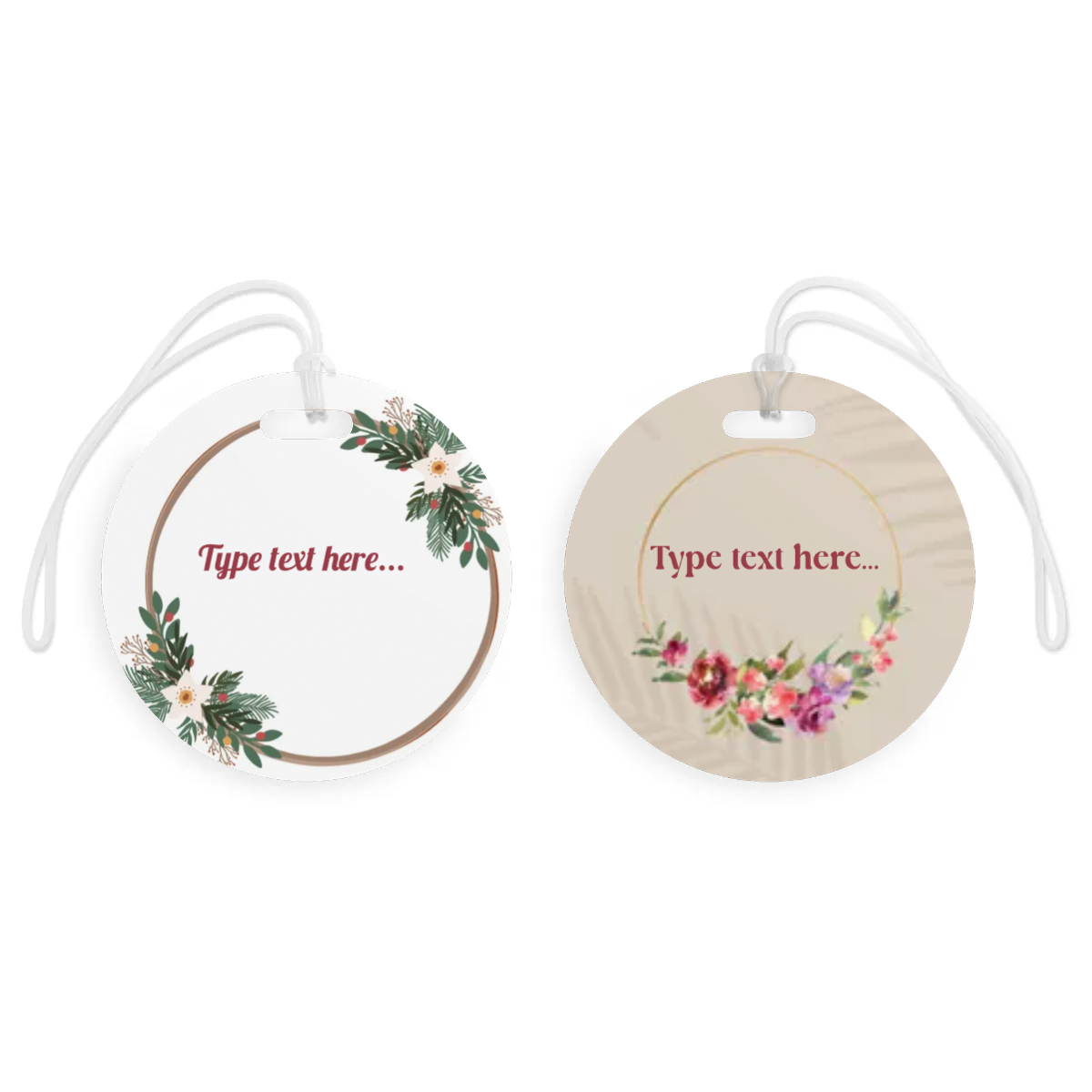 Luggage Tags - Personalize Round Tags With Floral Designs