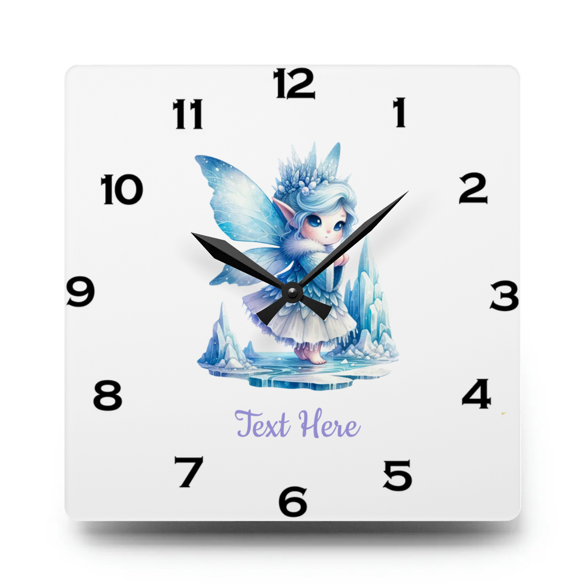 Acrylic Wall Clock - Personalize With Cute Fairies