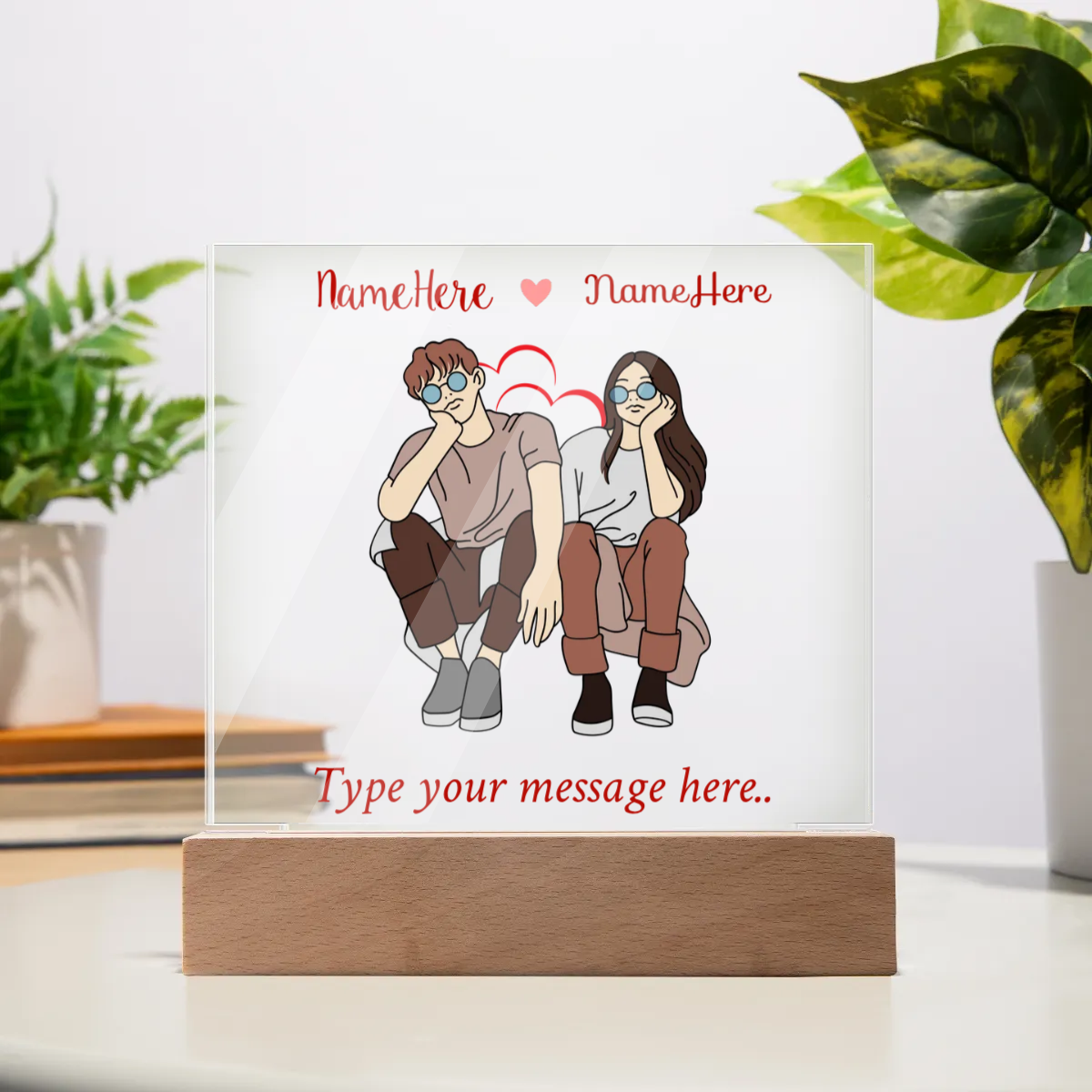 Acrylic Square Plaque - Personalize With Valentine Themes