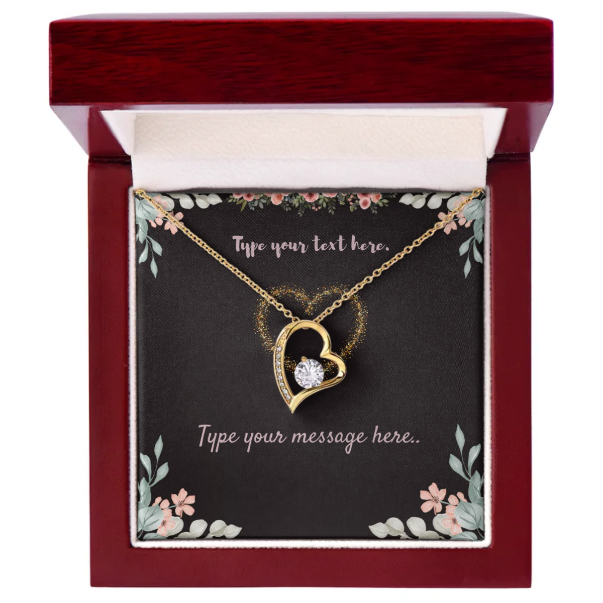 Forever Love Necklace - 18k yellow gold finish - Personalize With Valentine Themes