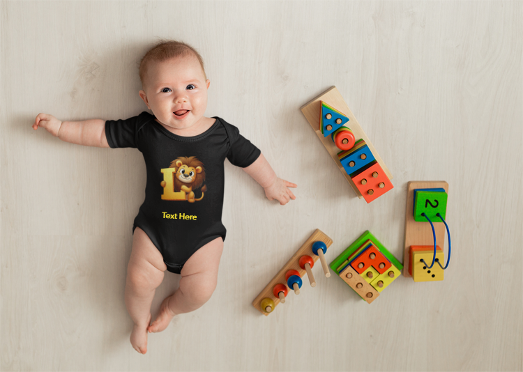 Infant Baby Rib Bodysuit - Personalize With Cute Animal Letters