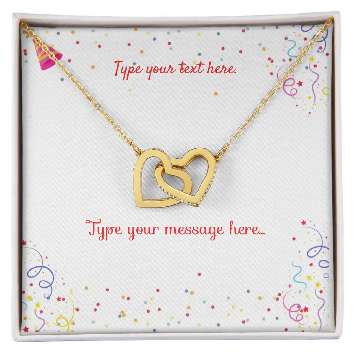 Interlocking Hearts Necklace - Personalize With Birthday Themes