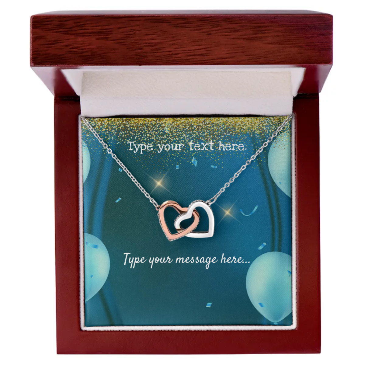 Interlocking Hearts Necklace - Personalize With Birthday Themes