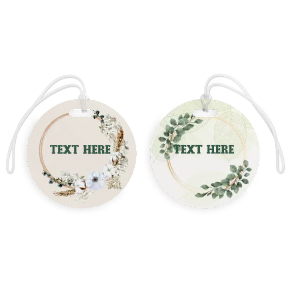 Luggage Tags - Personalize Round Tags With Floral Designs