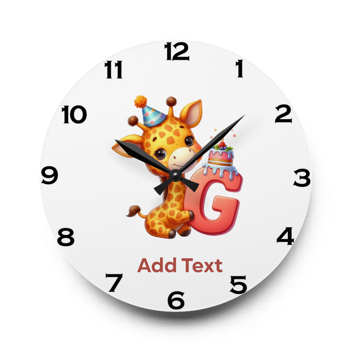 Acrylic Wall Clock - Personalize With Cute Birthday Animals