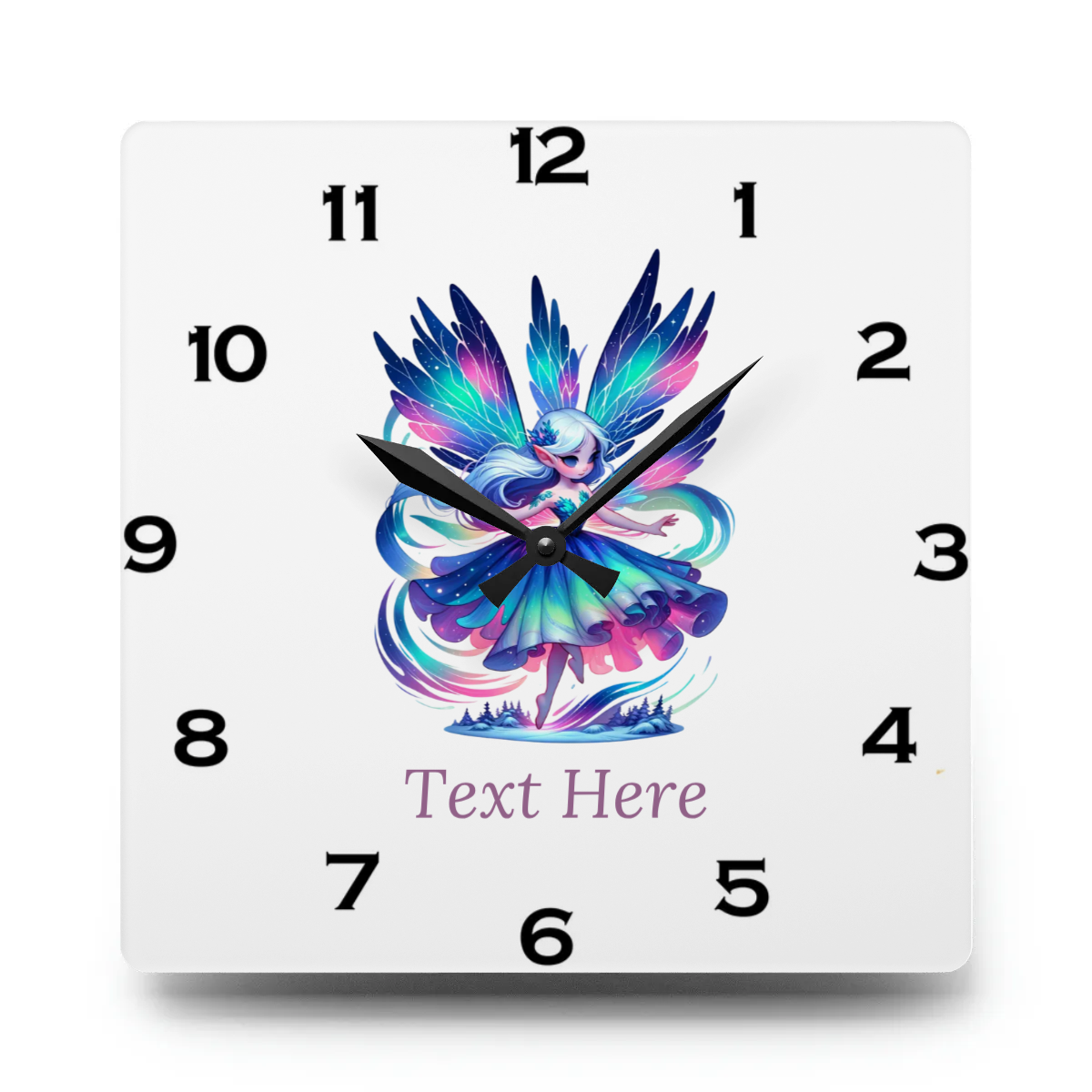 Acrylic Wall Clock - Personalize With Cute Fairies