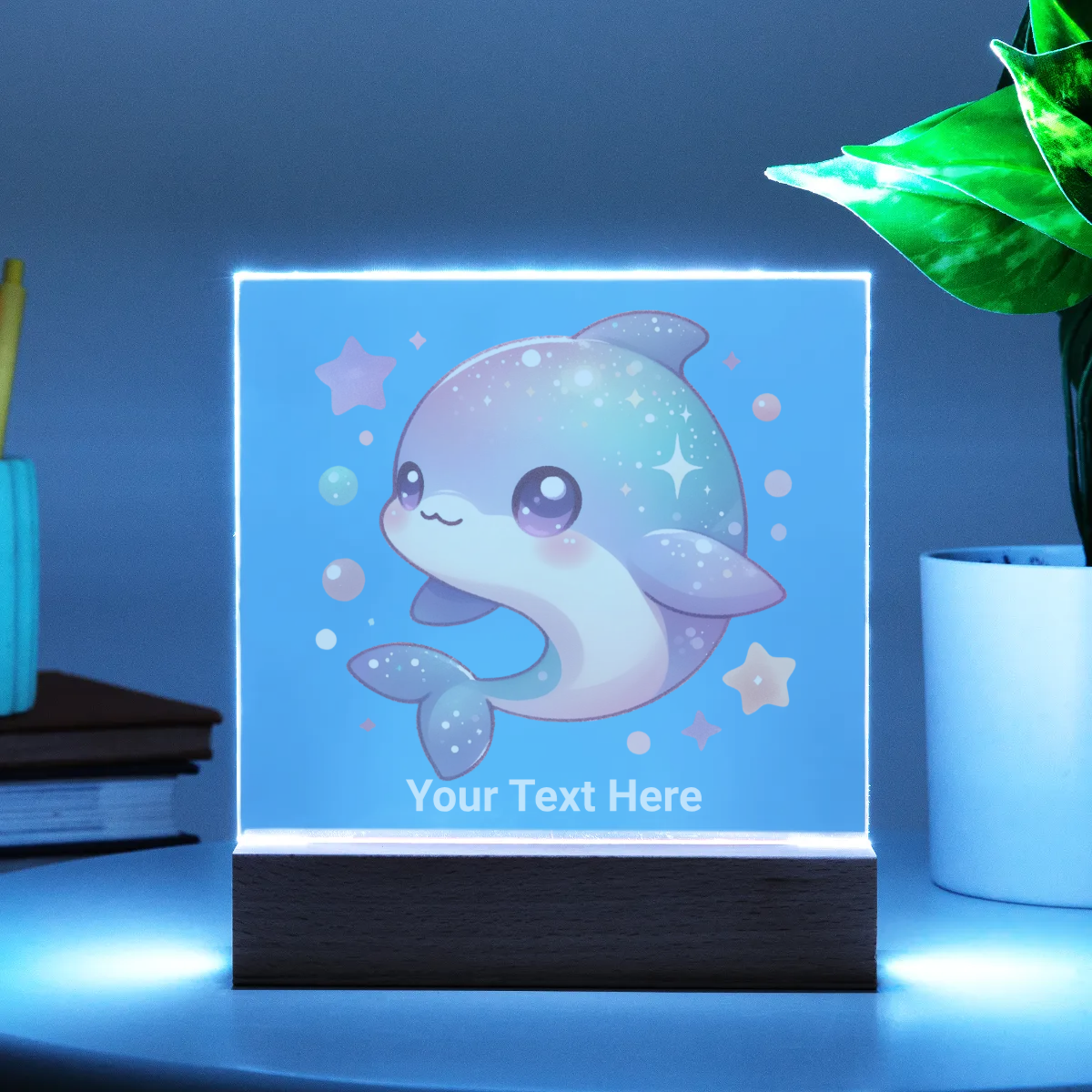 Acrylic Square Plaque - Personalize With Cute Sea Animals