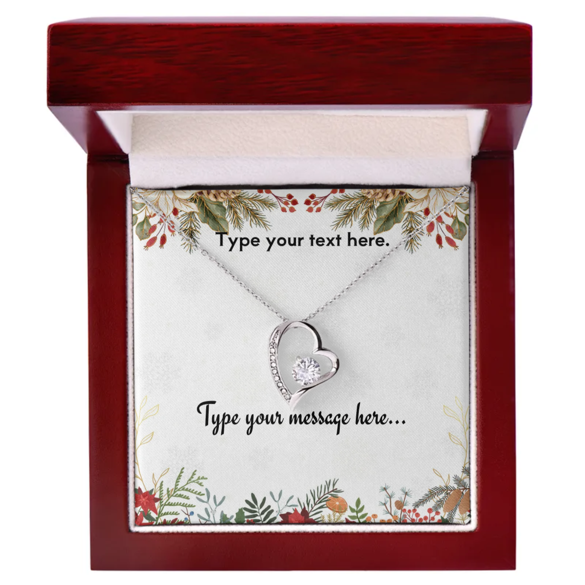 Forever Love Necklace - 14k white gold finish - Personalize With Christmas Themes