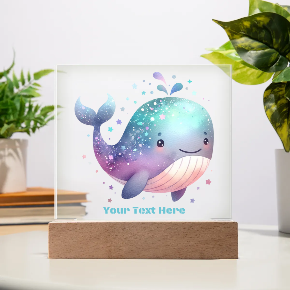 Acrylic Square Plaque - Personalize With Cute Sea Animals