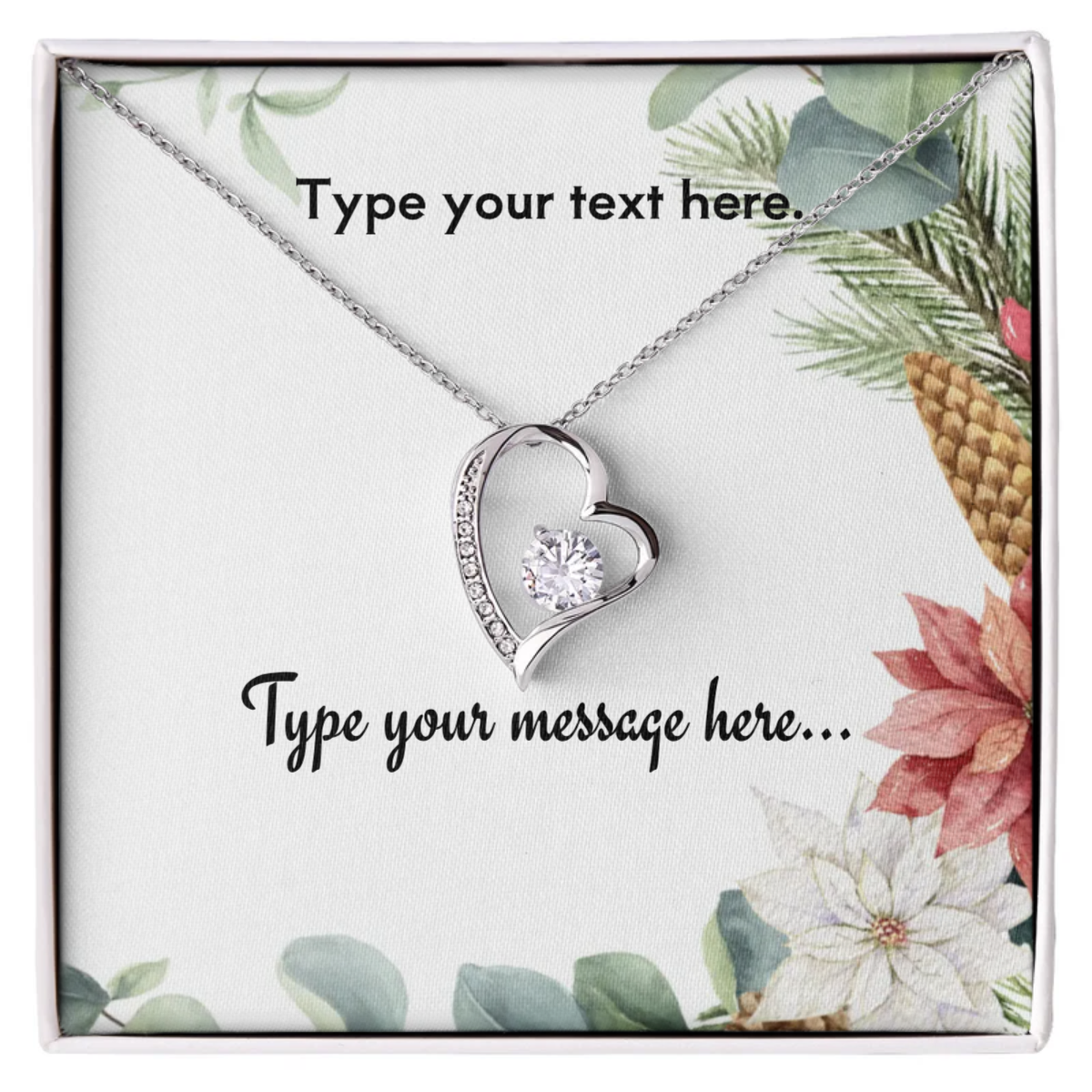 Forever Love Necklace - 14k white gold finish - Personalize With Christmas Themes