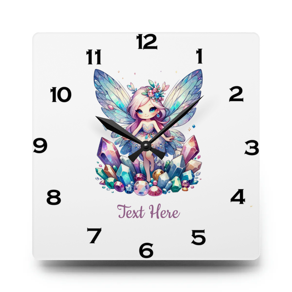 Acrylic Wall Clock - Personalize With Cute Fairies