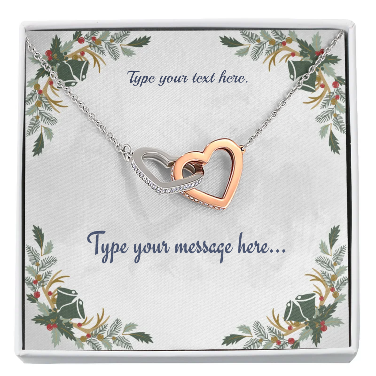 Interlocking Hearts Necklace - Personalize With Christmas Themes