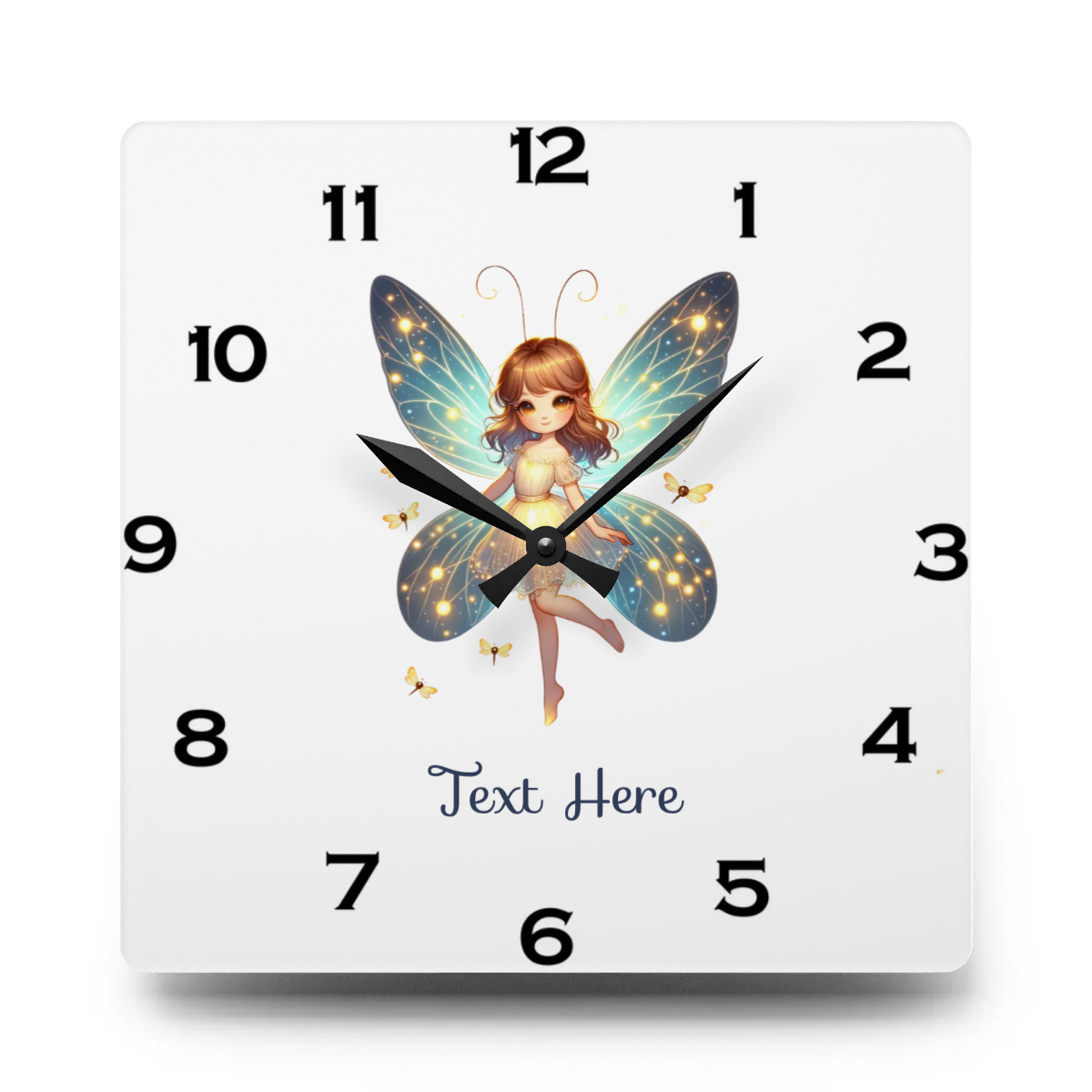 Acrylic Wall Clock - Personalize With Cute Fairies