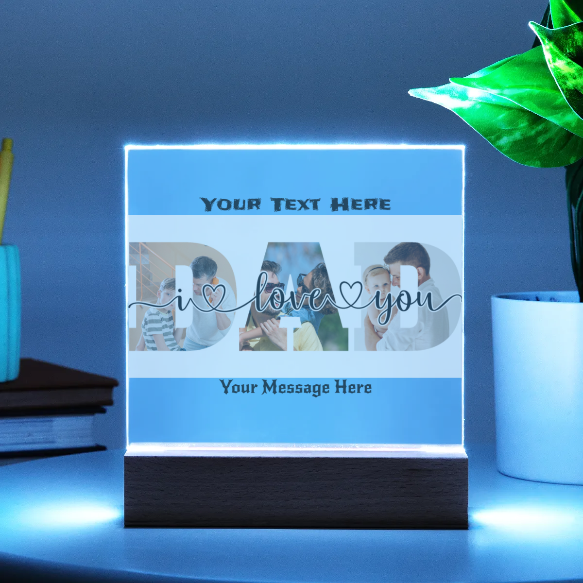 Acrylic Square Plaque - Personalize Gift For DAD With Photos