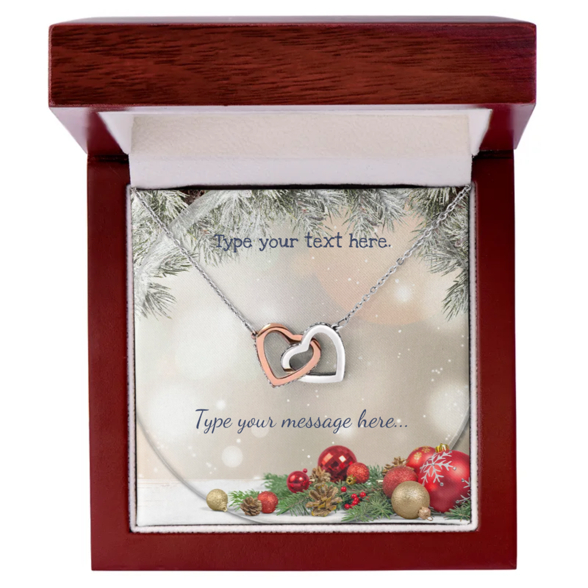 Interlocking Hearts Necklace - Personalize With Christmas Themes