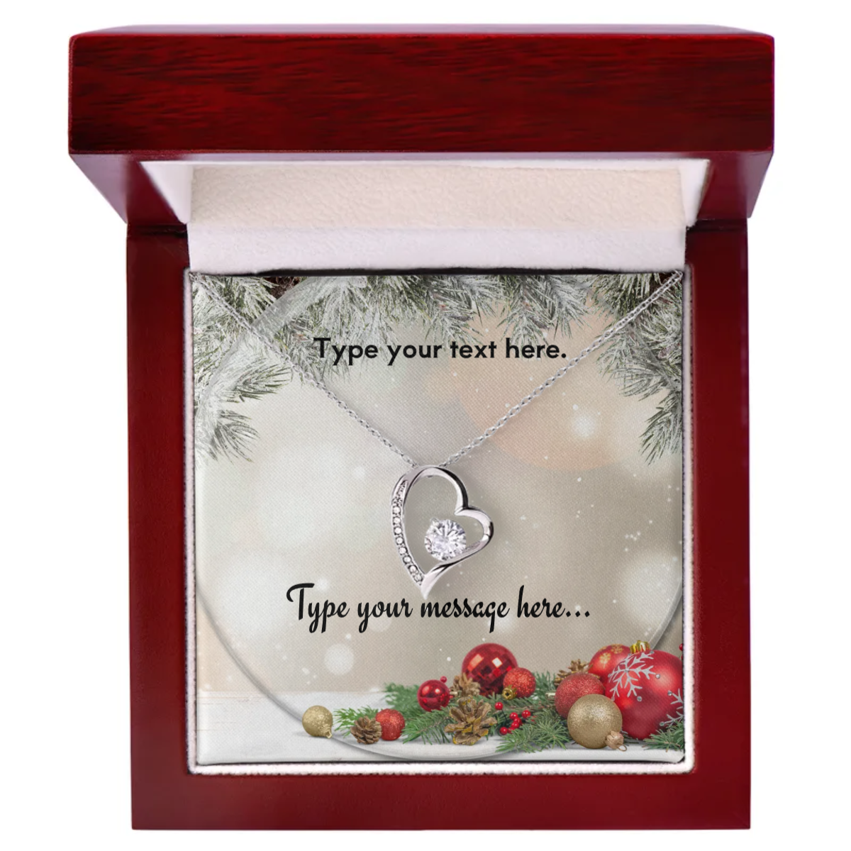 Forever Love Necklace - 14k white gold finish - Personalize With Christmas Themes