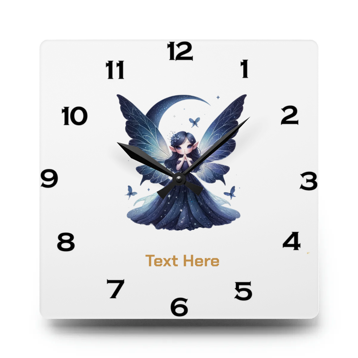 Acrylic Wall Clock - Personalize With Cute Fairies