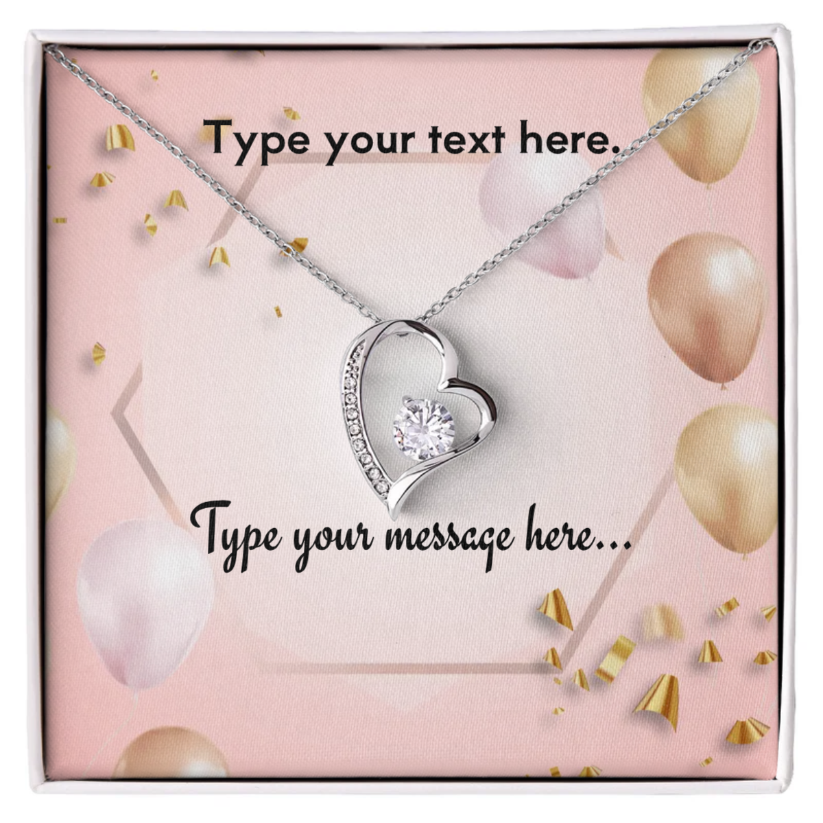 Forever Love Necklace - 14k white gold finish - Personalize With Birthday Themes