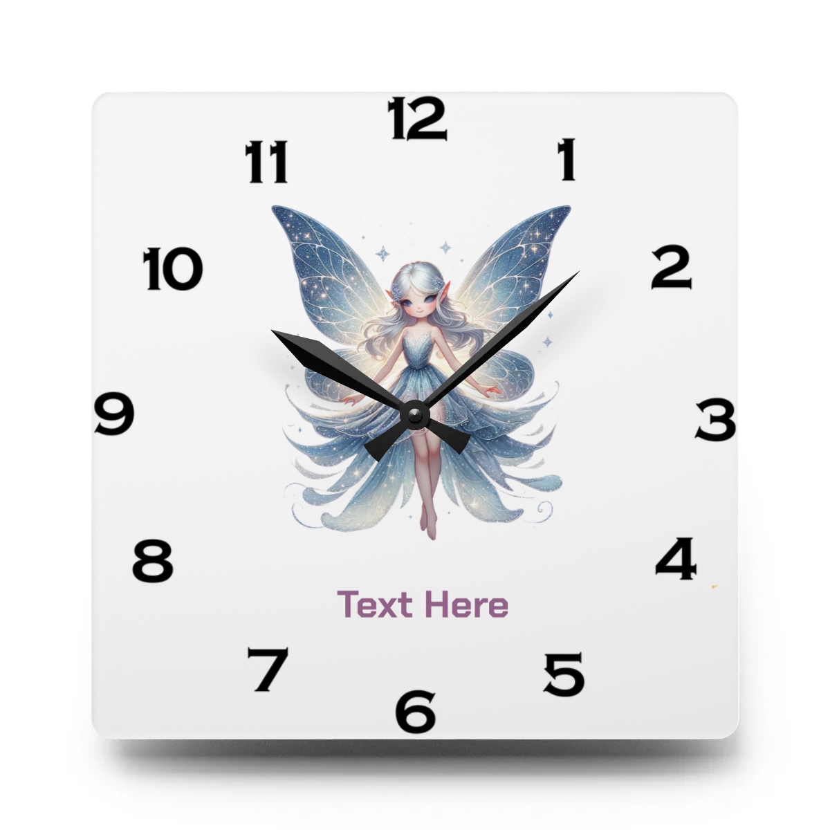 Acrylic Wall Clock - Personalize With Cute Fairies