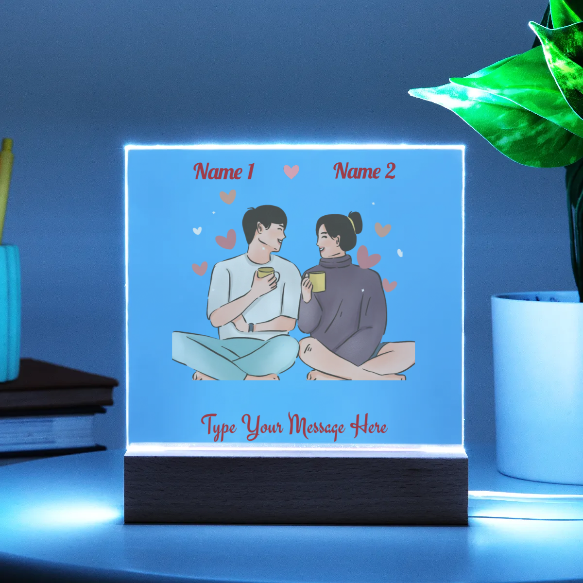 Acrylic Square Plaque - Personalize With Valentine Themes