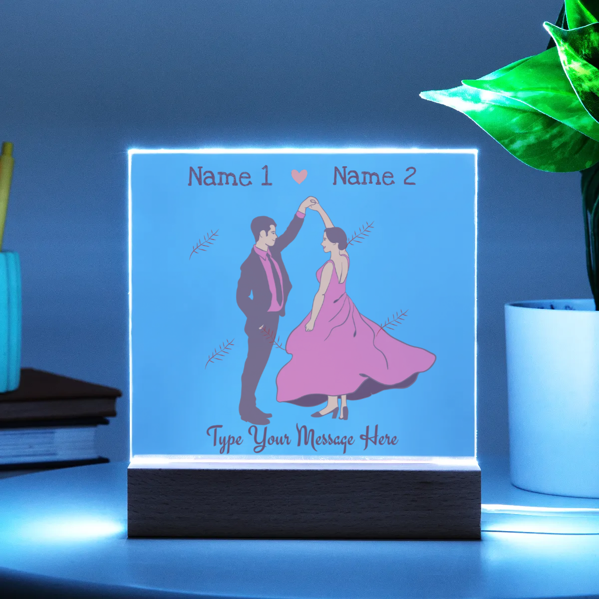 Acrylic Square Plaque - Personalize With Valentine Themes