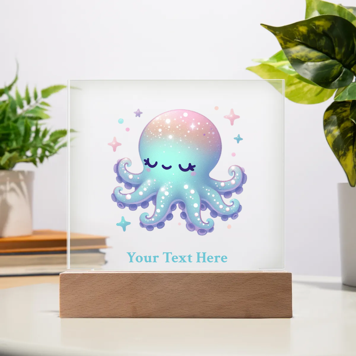 Acrylic Square Plaque - Personalize With Cute Sea Animals