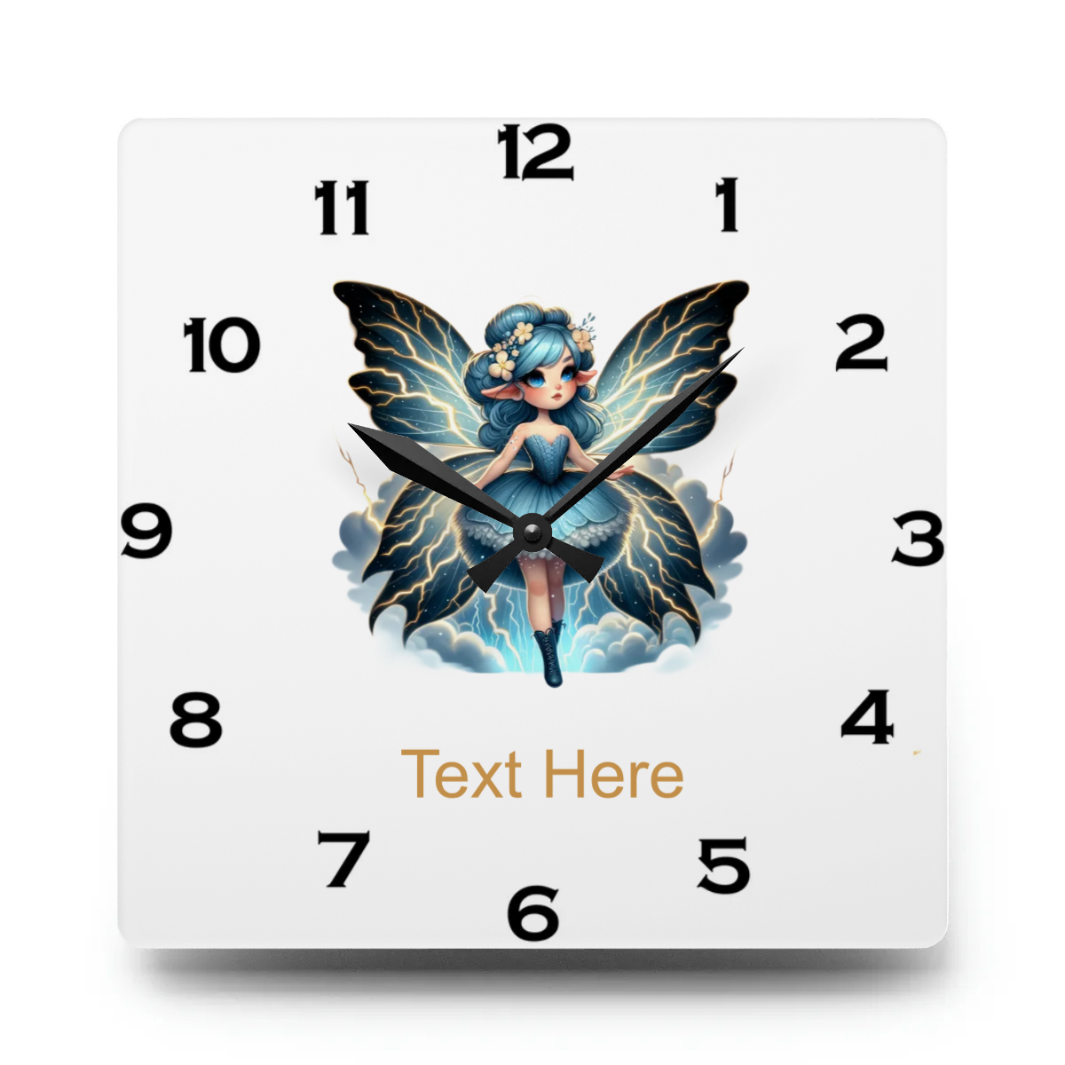 Acrylic Wall Clock - Personalize With Cute Fairies