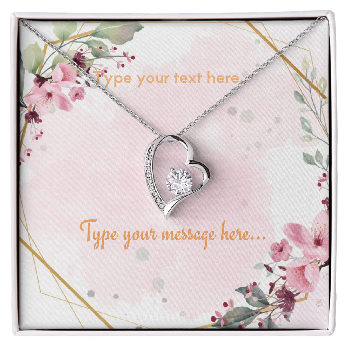 Forever Love Necklace - 14k white gold finish - Personalize With Floral Designs