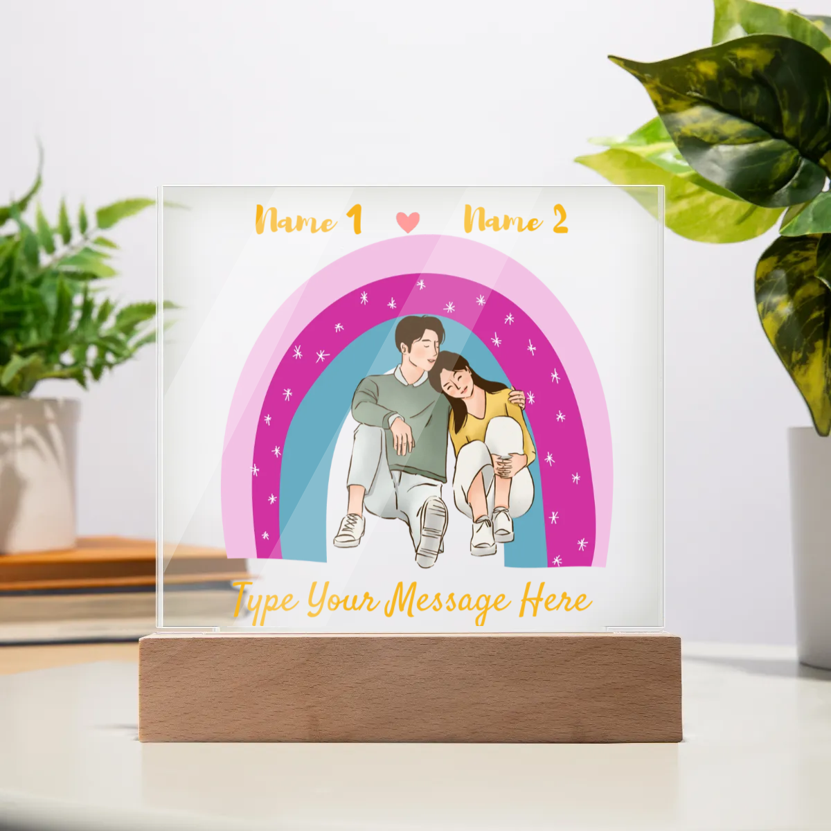 Acrylic Square Plaque - Personalize With Valentine Themes