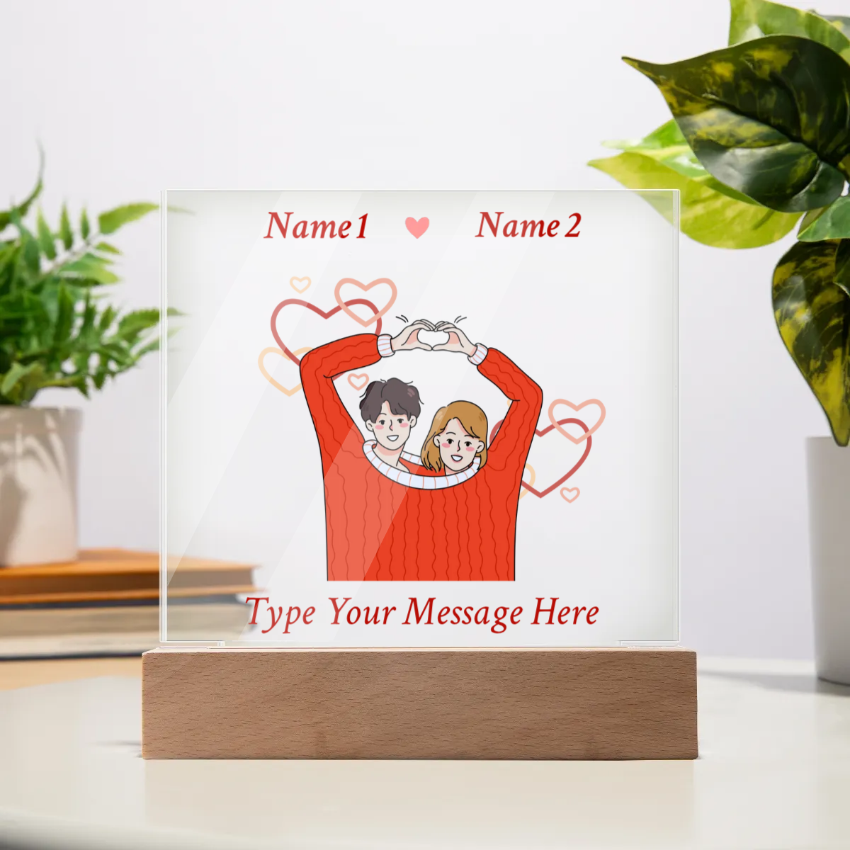 Acrylic Square Plaque - Personalize With Valentine Themes