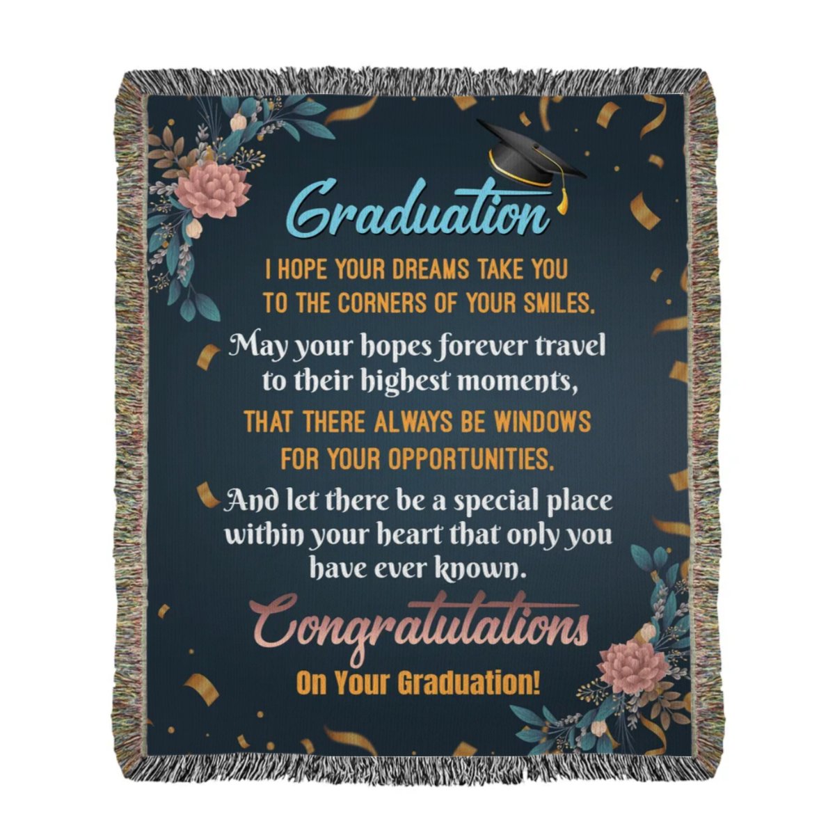 Heirloom Woven Blanket (Portrait)- Custom With Graduation Designs