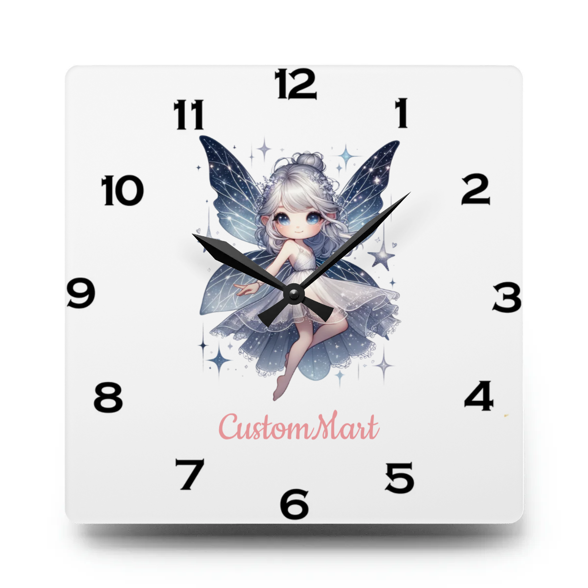 Acrylic Wall Clock - Personalize With Cute Fairies