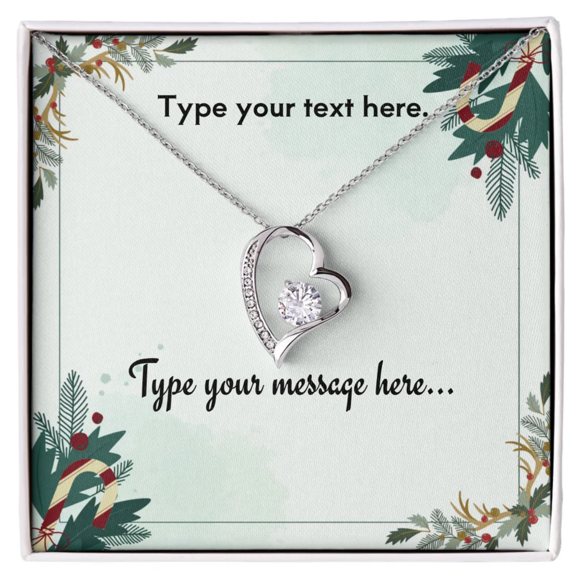 Forever Love Necklace - 14k white gold finish - Personalize With Christmas Themes