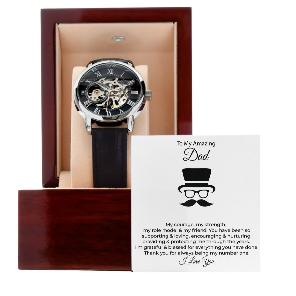 Men's Openwork Watch - Customize With DAD Messages