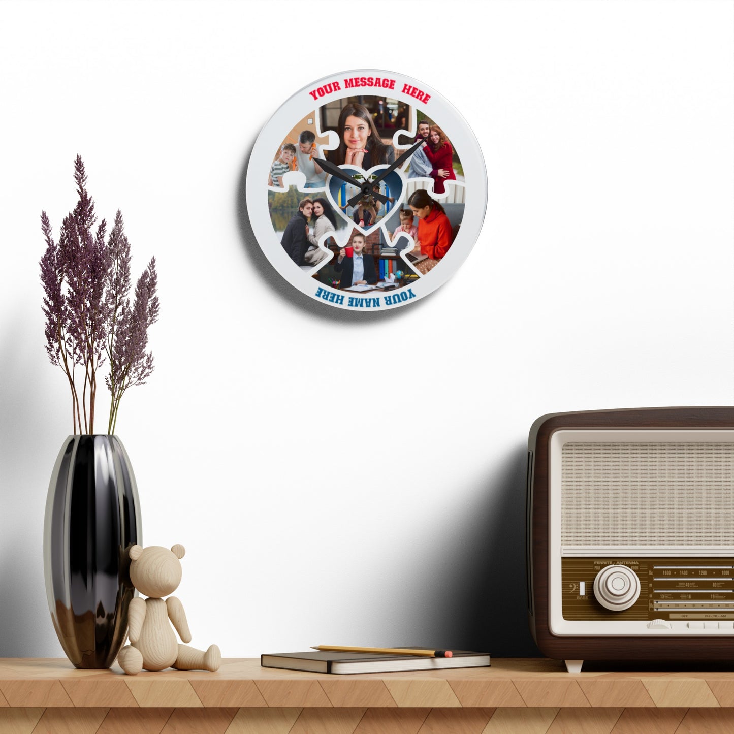 Acrylic Wall Clock - Personalize With Photos And Message