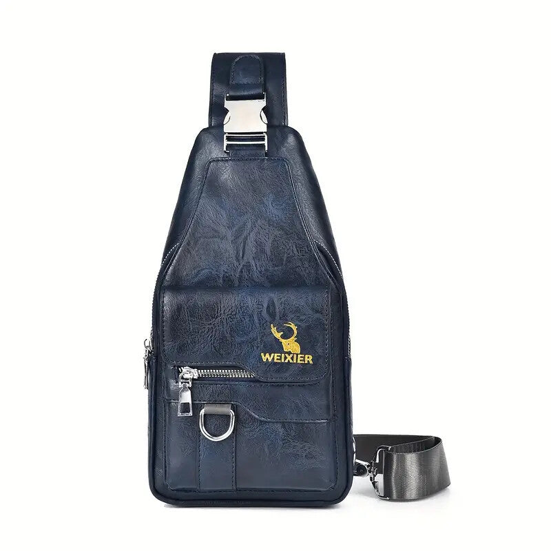 Premium PU Leather Vintage Chest Bag – Spacious Waterproof Crossbody with Multi-Compartment Design for Men-FREE USA SHIPPING