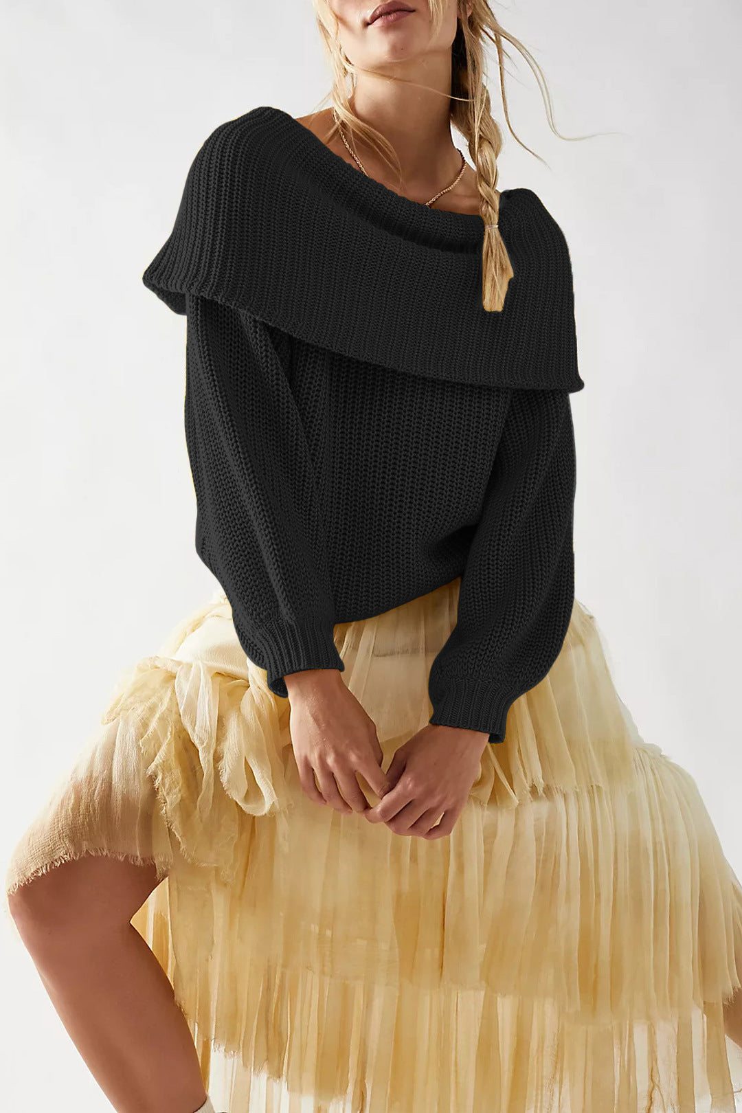 Loose Off Shoulder Pullover Top Sweater