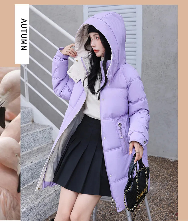 Winter Loose Down Cotton-padded Coat Women's Coat Mid-length Thickened