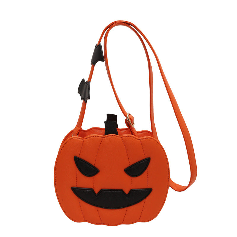 Halloween Bags Funny Pumpkin Cartoon Shoulder Crossbody Bag With Bat Creative Female Bag