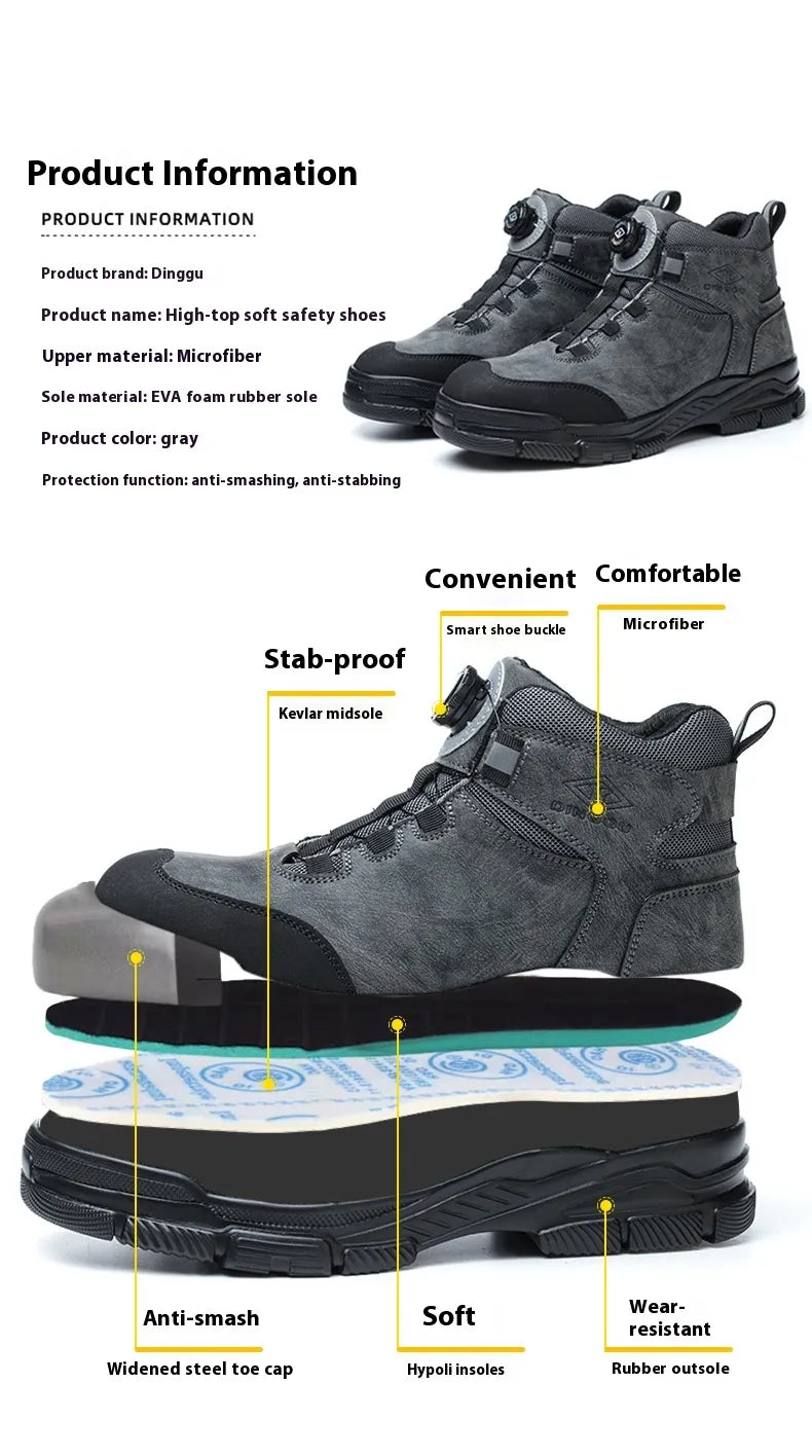 High Top Safety Shoes For Men All Seasons Anti-smash And Anti-puncture